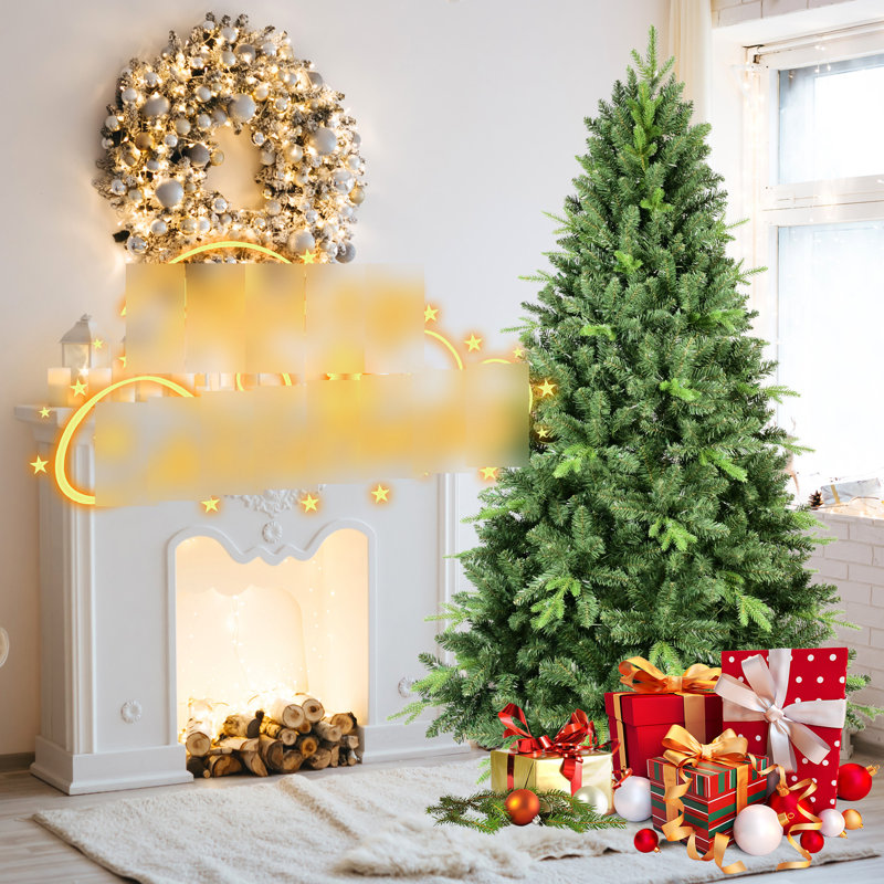 Arbre de Noël 9 pi, 3509 pointes, branches à charnières, installation en douceur, support en métal, couleur, arrangement décoratif Pe + aspect naturel, conception de branche, fête