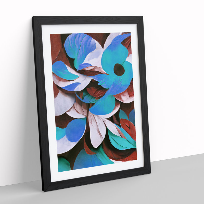 Flowers Abstract Art No.2 - Framed Print, Black, 64cm H x 46cm W