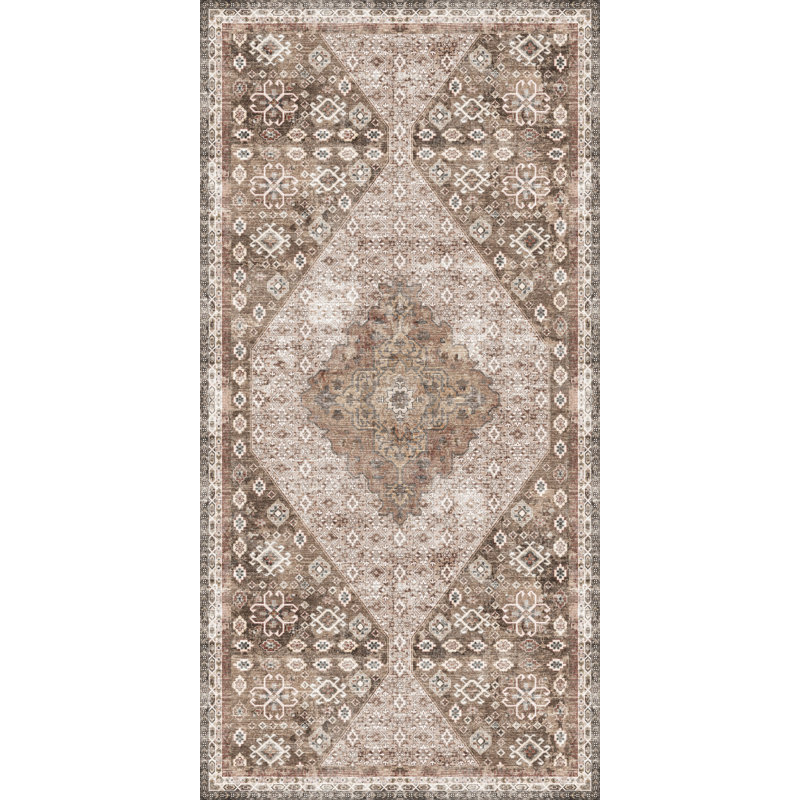 Jonathan Beige Easy to Clean Vinyl Mat, Rectangle 3' x 5'