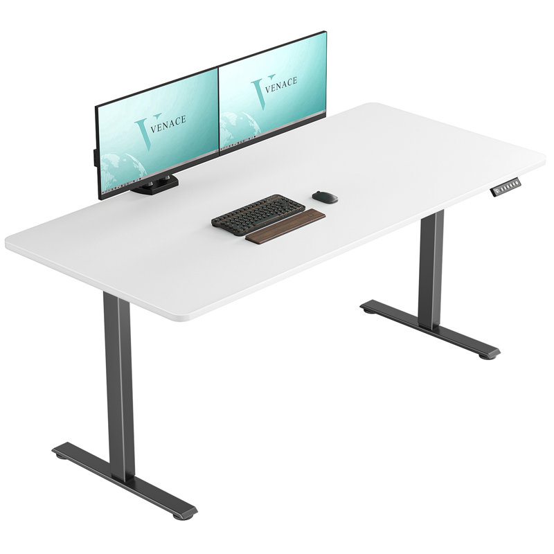 Bureau debout standard VVENACE, H 46,5 po x l 59 po x P 29,53 po, Blanc, Noir