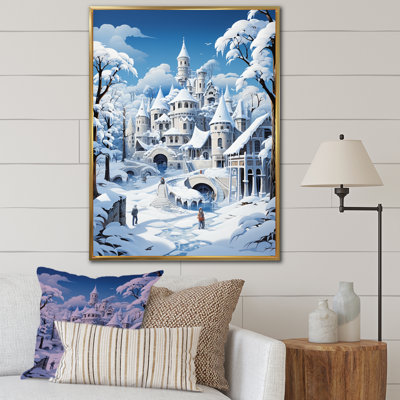 «White Winter Village Landscape I - Forest», art mural