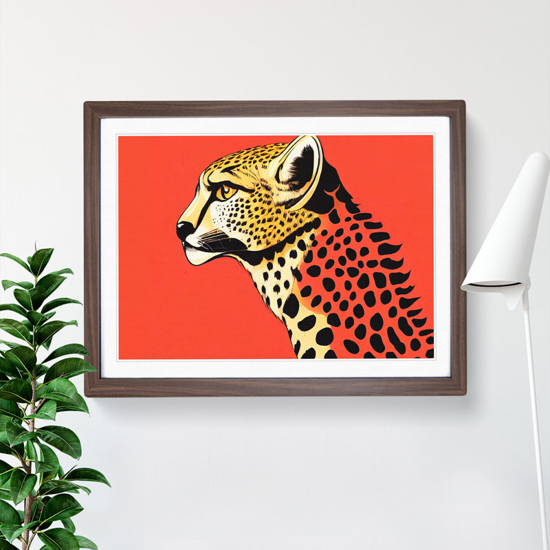 Illuminated Cheetah - Single Picture Frame Print, 46cm H x 64cm W x 2cm D, Walnut