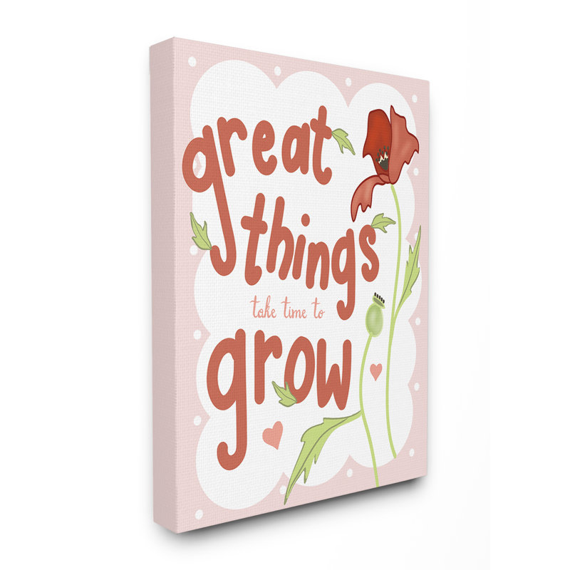 Décoration murale Sebring Great Things Take Time to Grow and Poppy Kids, Toile tendue, H 20 po x l 16 po x P 1,5 po