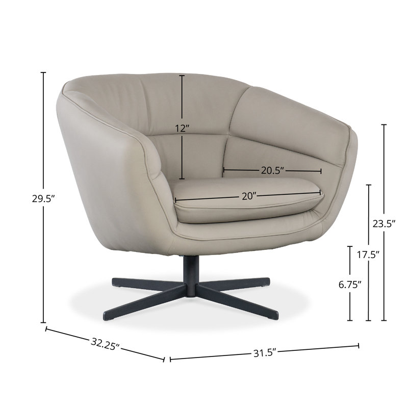 CC Swivel Chair, Beige Genuine Leather