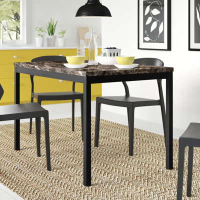 Mizell Faux Marble Top Metal Base Dining Table