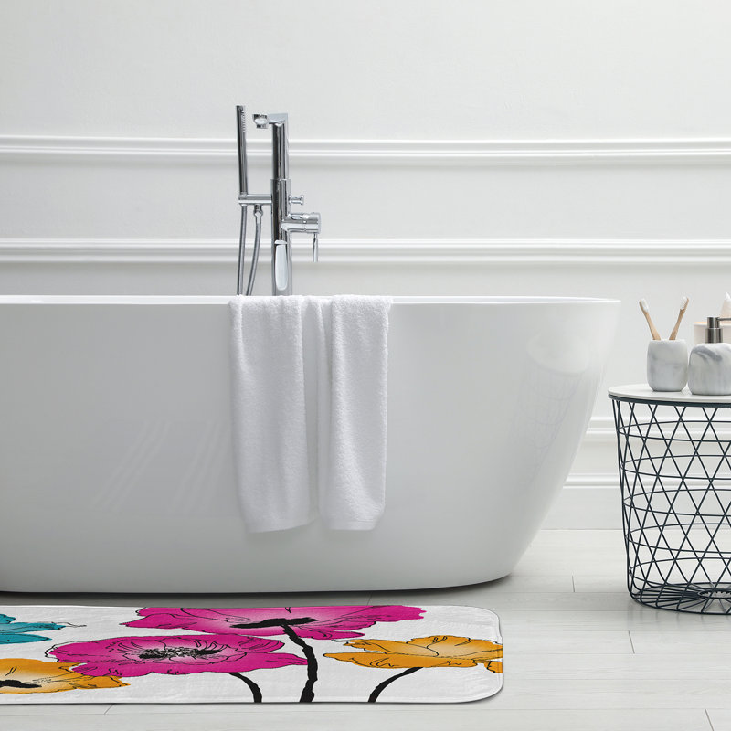 Tapis de bain lilas, L 17 po x L 24 po, Rose