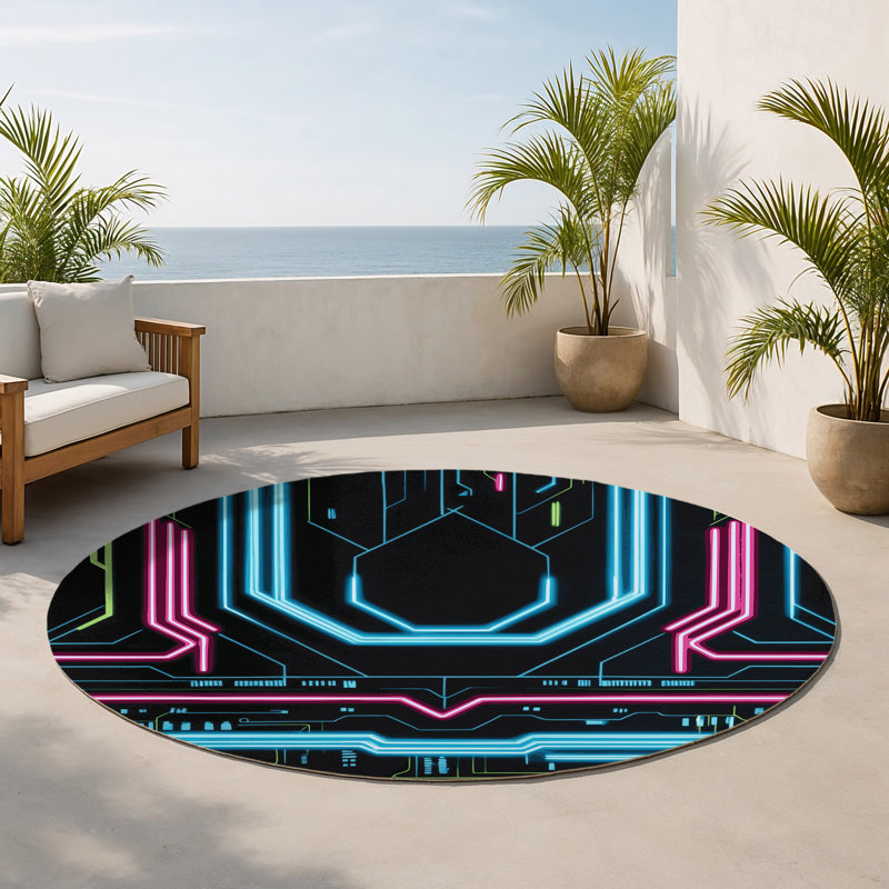 Tapis intérieur et extérieur Lumina Horizon, Rond 5 pi