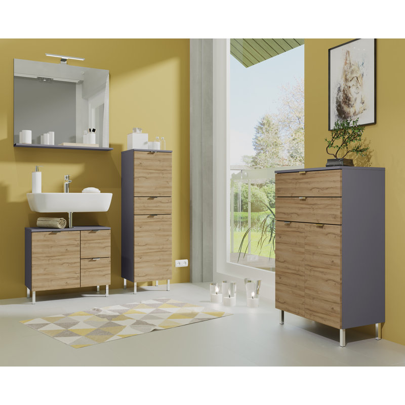 Midgett Bathroom Cabinet, Graphite/Grandson Oak