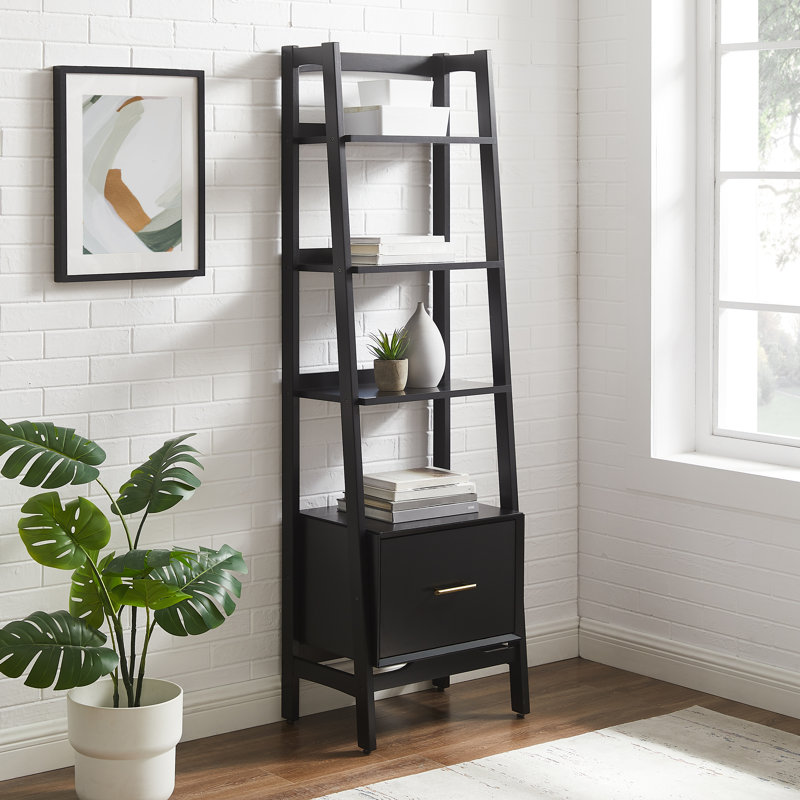 Bibliothèque étagère H 70,13 po x l 22,13 po Stiles, H 70 po x l 22 po x P 15 po, Noir mat