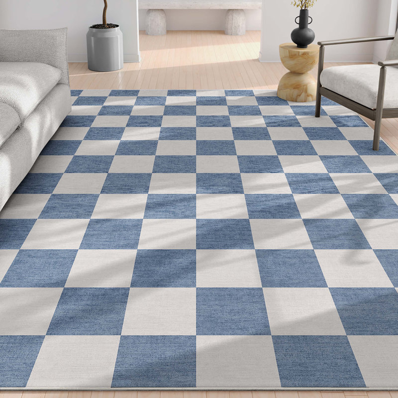 Tapis carré bleu Kehr, Rectangle 9 pi 10 po x 13 pi