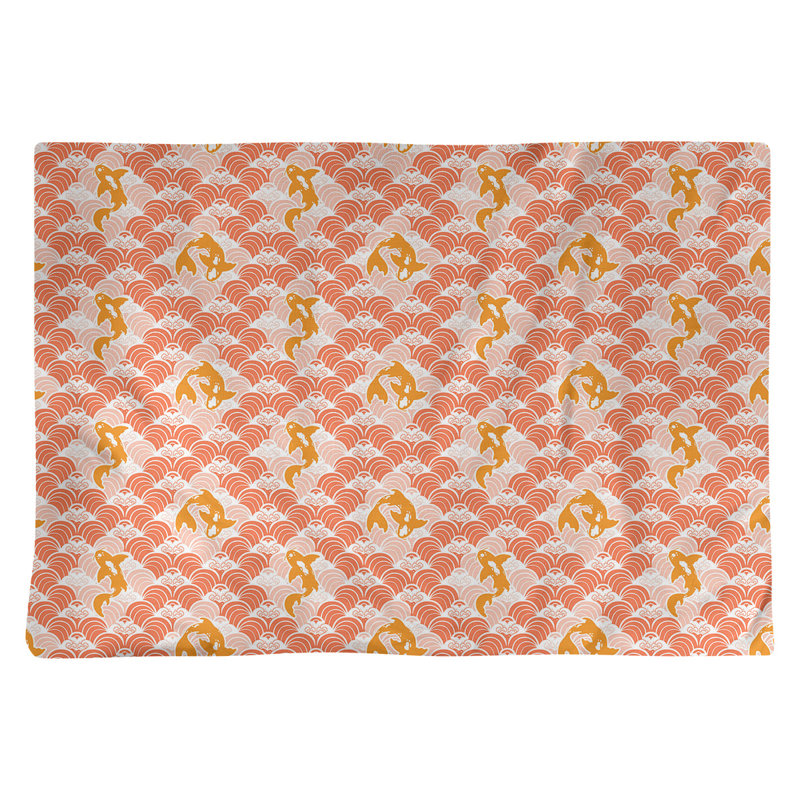 Napperon en coton 18 po Koi Fish and Waves, Orange