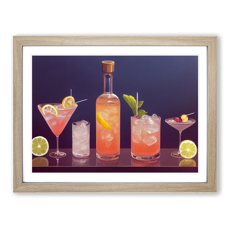 Modern Cocktail Vol.4 - Framed Print, 25cm H x 34cm W x 2cm D, Oak