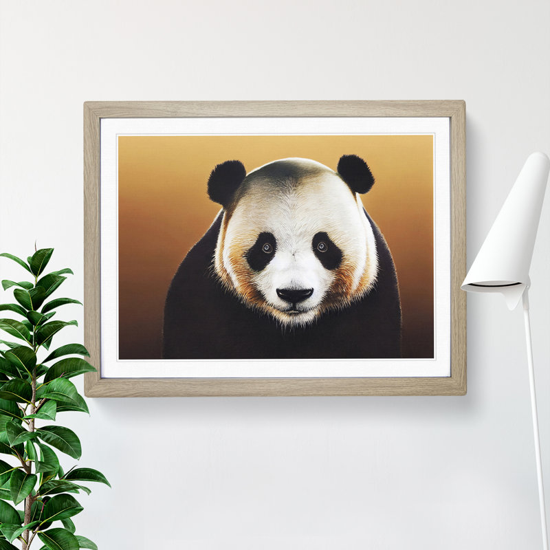 Imaginative Panda - Single Picture Frame Print, 46cm H x 64cm W x 2cm D, Oak