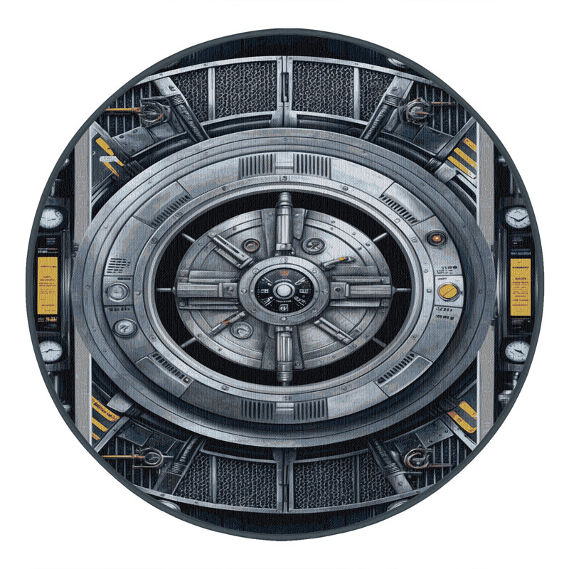 Tapis gris lavable à la machine, Rond 3 pi