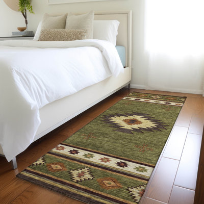 Tapis à épices Yamen AMF179 lavable à la machine de qualité supérieure, vert