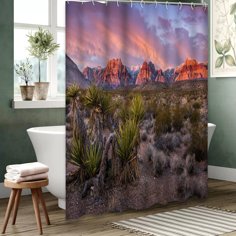 Rideau de douche Red Rock Canyon Vegas Sunrise avec 12 crochets, L 72 po x l 72 po