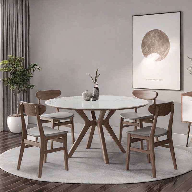 Table de salle à manger ronde de style nordique., H 29,5 po x L 53,1 po x l 53,1 po