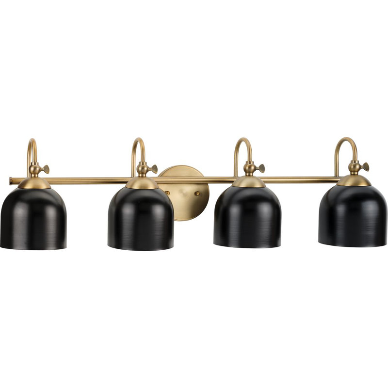 Charnae 4 - Light Dimmable Vanity Light, Vintage Brass/Black