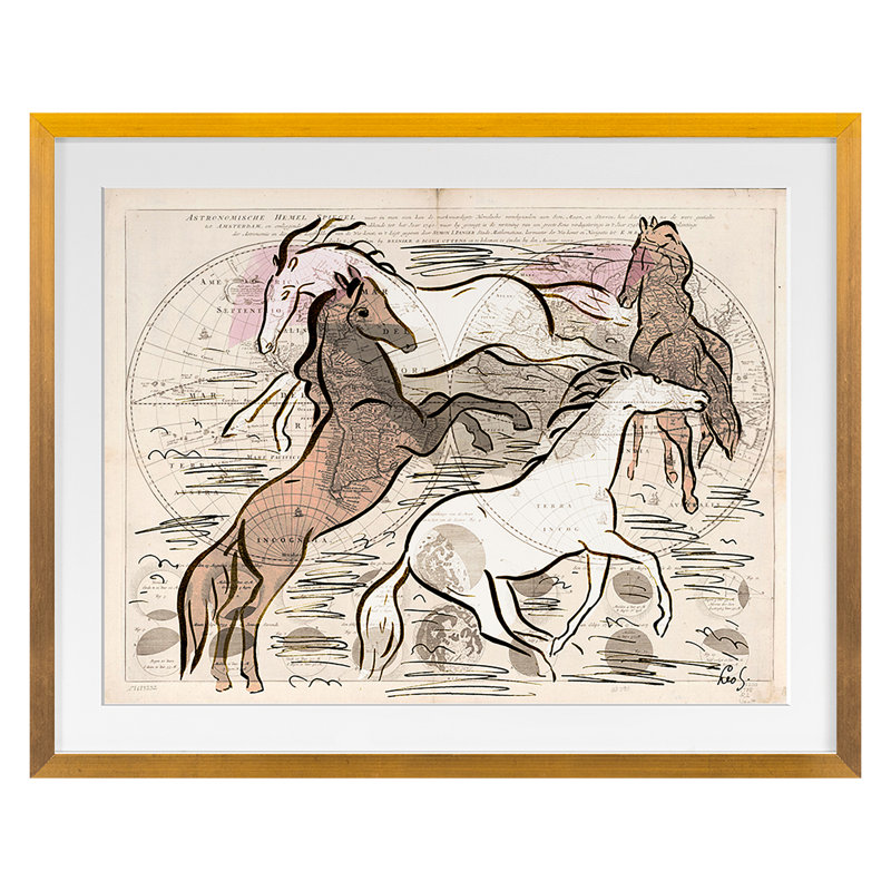 Celestial Horses 3 Print by THE Studio, Gold Framed