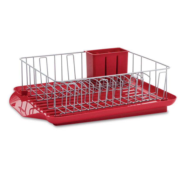 Farberware 3-Piece Dish Rack Set, Red