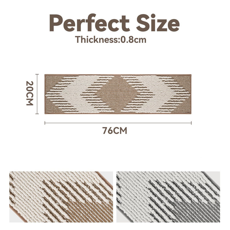 Non-Slip Stair Tread, Beige Chevron