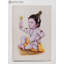 «Baby Krishna with Butterfly», peinture à l'aquarelle par Exotic India - Art spirituel indien traditionnel sur papier 16 po x 12 po