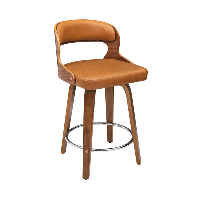 Carylon Swivel Upholstered Counter Stool, Whiskey Brown