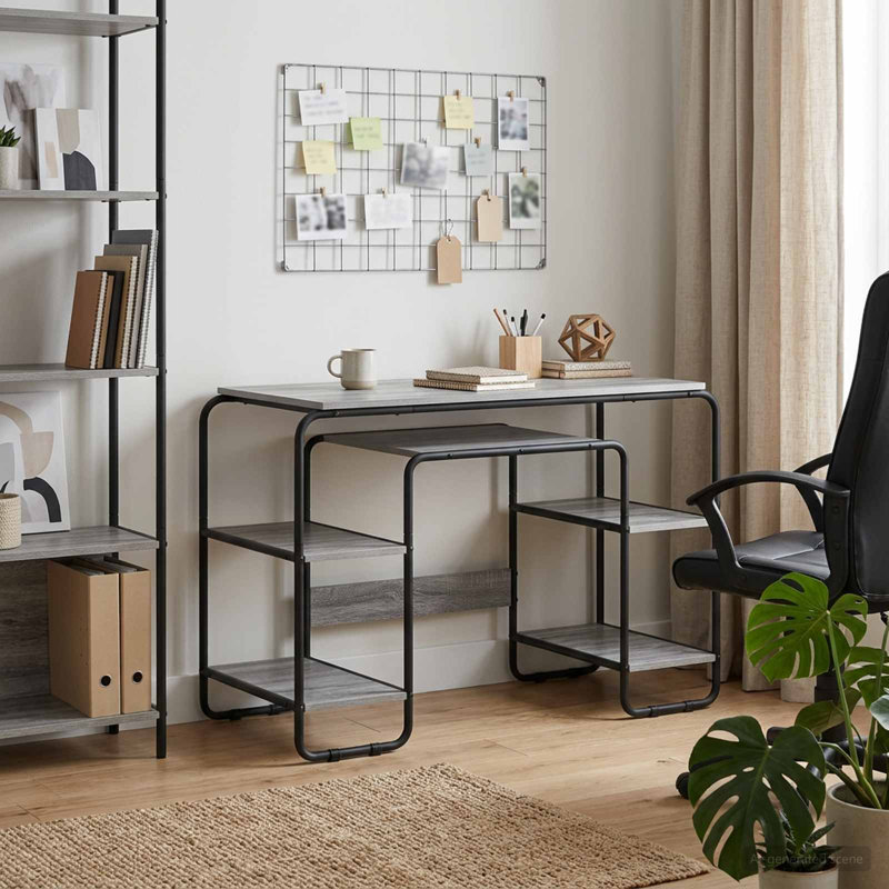 Steel Writing Desk, Grey Sonoma/Black