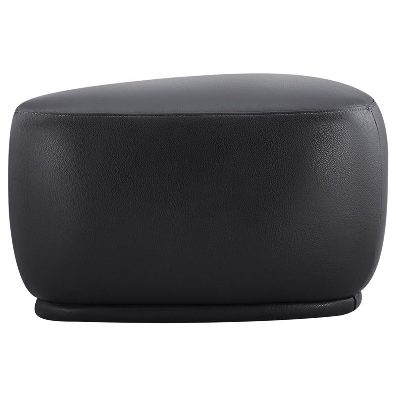 Adna 26.5" Genuine Leather Triangular Upholstered Ottoman, Impression Black Genuine Leather