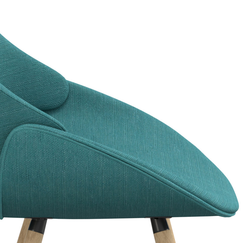 Turquoise Blue Linen Upholstered Side Chair with Natural Oak Legs