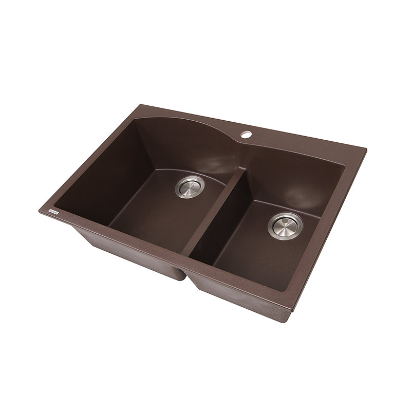 Plymouth 33'' L Double Basin Kitchen Sink, Brown
