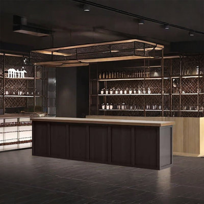 Large Rectangular Bar Counter，Rustic Reception Desk