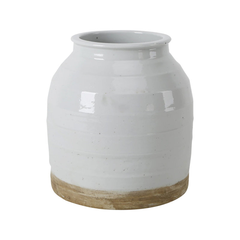 Vase de table en porcelaine blanc cassé Boggs, H 9,5 po x l 8,6 po x P 8,6 po