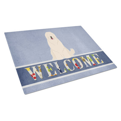 Planche à découper en verre à berger south russian en verre trésors caroline Welcome Dog