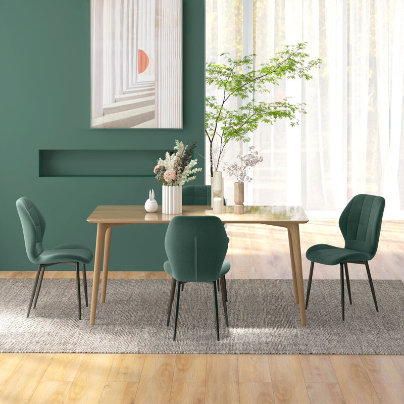 Siemering 48cm H Tufted Polyester Upholstered Upholstered Back Side Chair, Dark Green