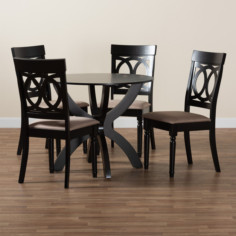 Ensemble repas pour 4 personnes Josiah, Noyer / beige