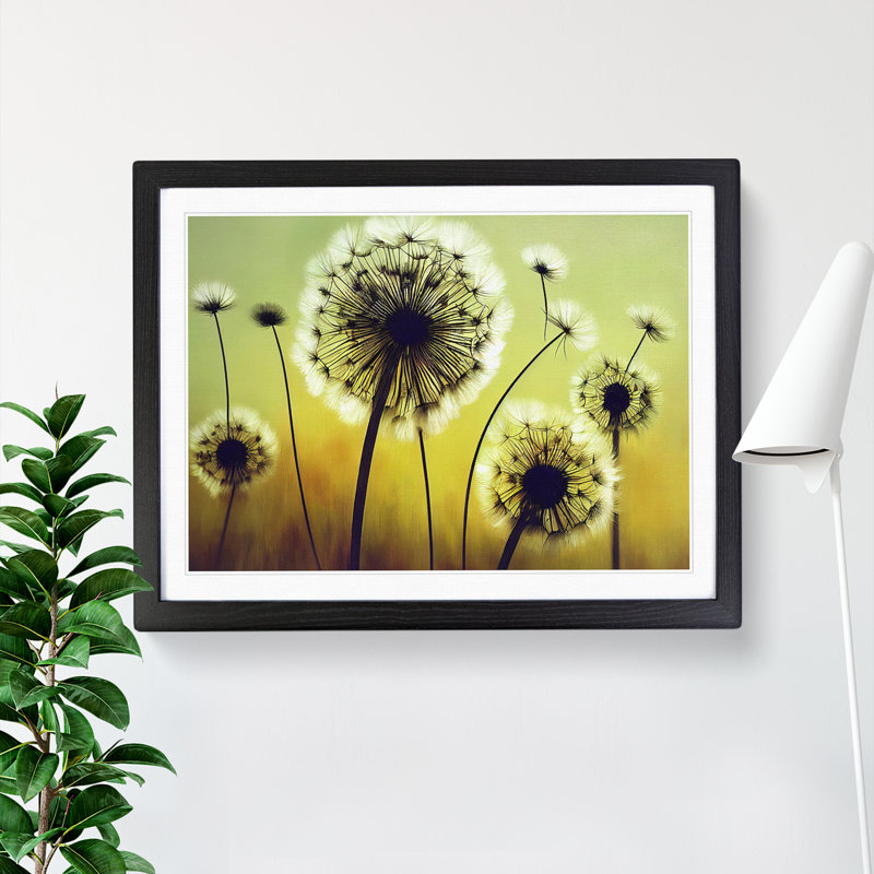 XH1022-8861X Terrific Dandelion Flowers - Single Picture Frame Print, Black Framed, 46cm H x 64cm W x 2cm D