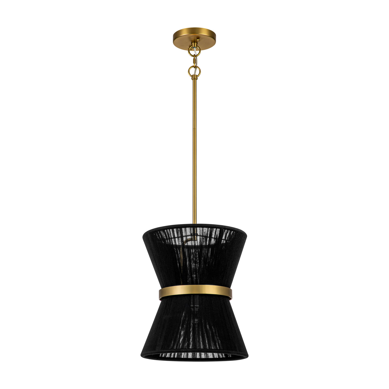 Claretta 2-Light Metal Single Pendant with Cotton Shade, Black