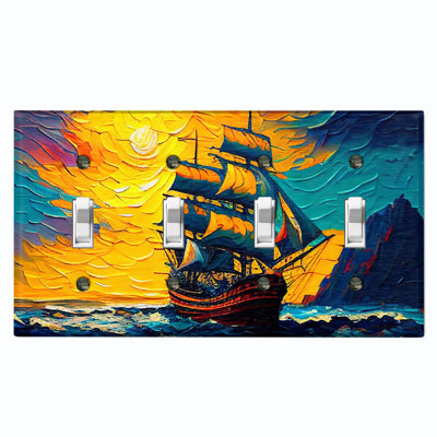 Copper Rust Patina Teal Print 4 - Gang Toggle Light Switch Standard Wall Plate