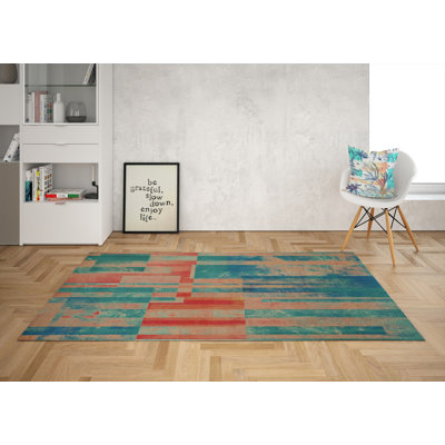 Stylish Woven Carpet (4 x 6 ft), 100% Polyester, 0.4 in Pile Height | Antibacterial, Non-Slip Underside | Machine Washable, 3D Digital Printing | Perfect for Living Room, Bedroom, and Home Decor