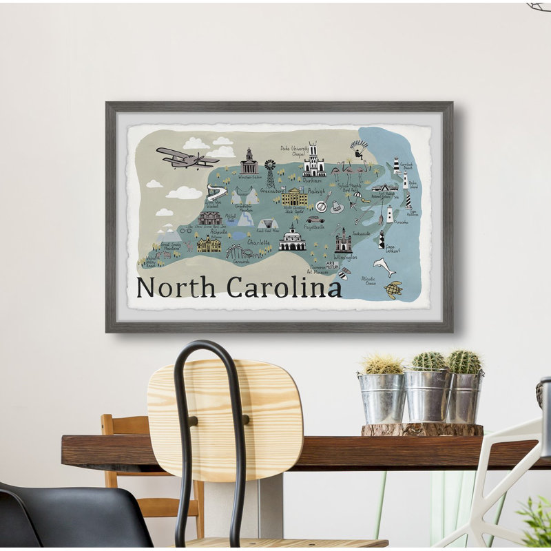 To North Carolina II par - peinture avec cadre photo, H 24 po x l 36 po x 1,5 po
