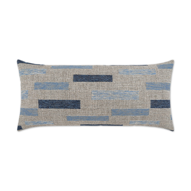 Blockweave Indoor/Outdoor Pillow Cover & Insert, Indigo, Rectangle 12"H x 24"W