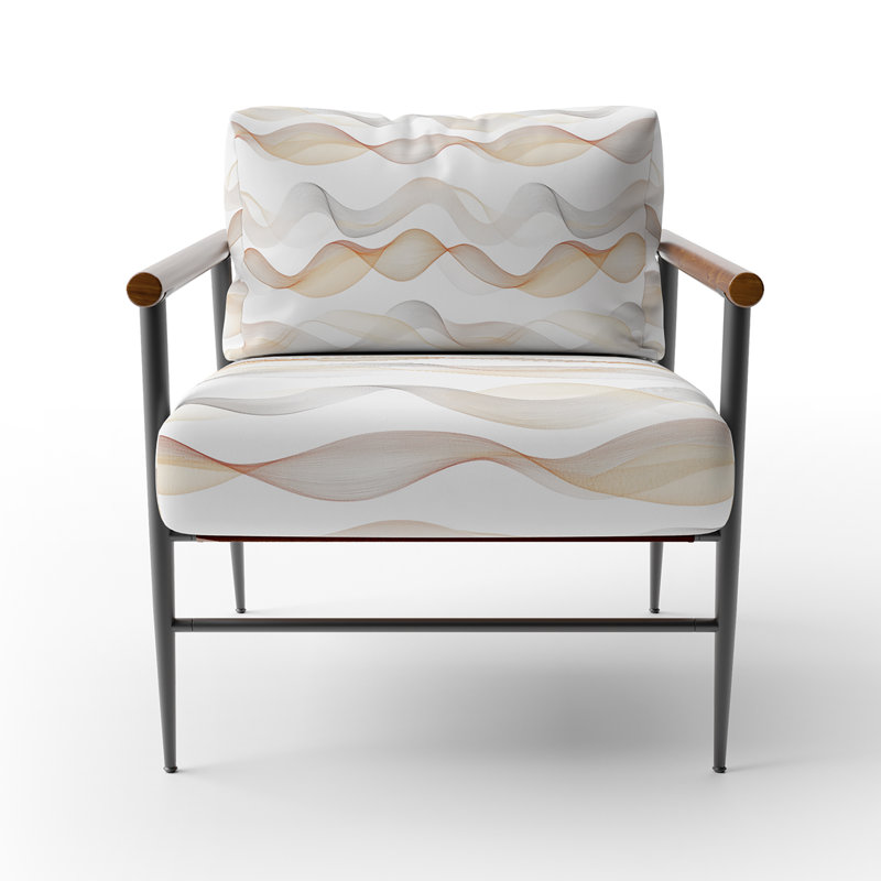Chaise d'appoint abstraite avec accoudoirs bruns neutres, Bras ronds bruns