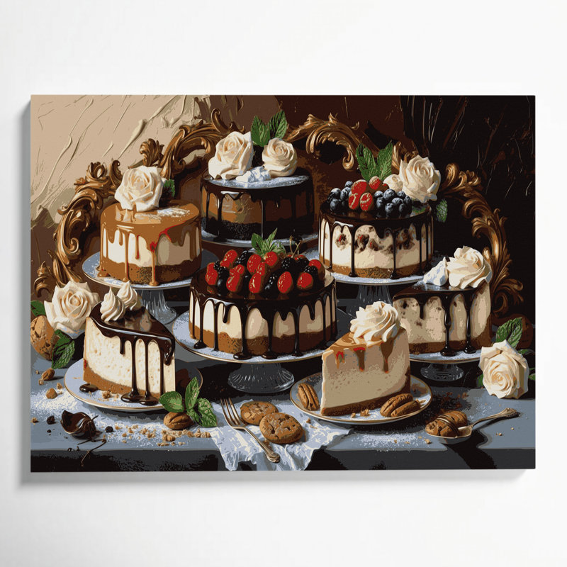 Art mural sur toile, "Desserts Cheesecake" noir, H 11 po x l 14 po