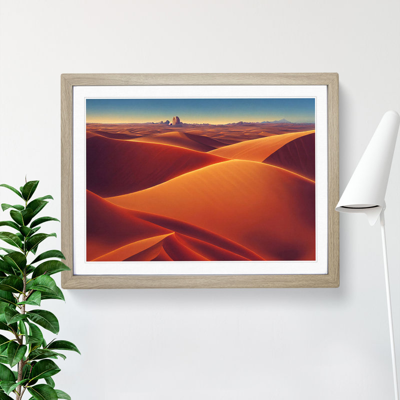 Creative Desert - Single Picture Frame Print, 46cm H x 64cm W x 2cm D, Oak