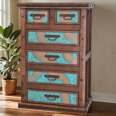 Sierra Azul Copper Panel 5-Drawer Chest