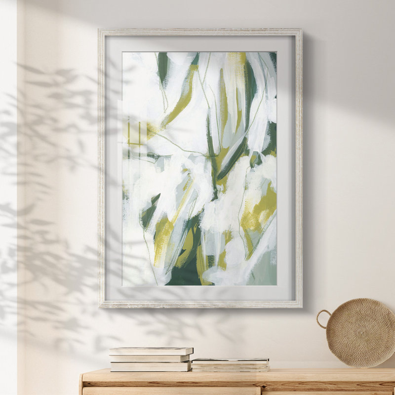 Emerald Ice I -Framed Print, 19.5" H x 16.5" W, White