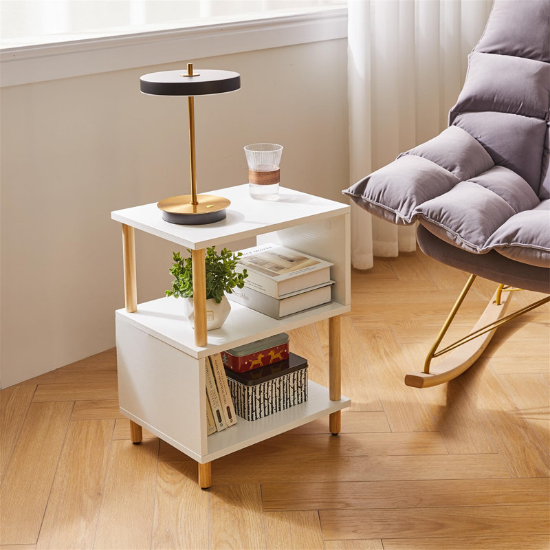 End Table, Oak, White