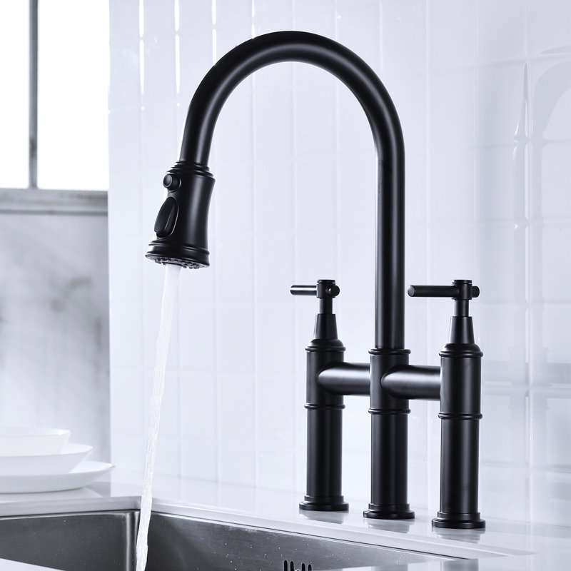 Matte Black Pull-Down Sink Faucet - 360-Degree Rotating Nozzle For Extended Cleaning Reach Kitchen Tap Thorough, Matte Black