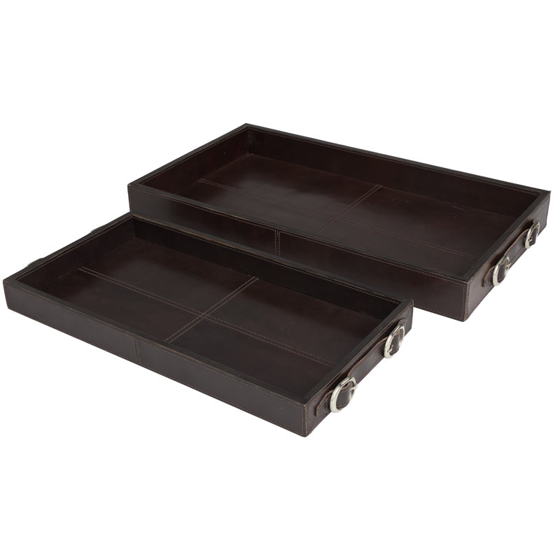  Plateau en cuir - ensemble de 2, Beige